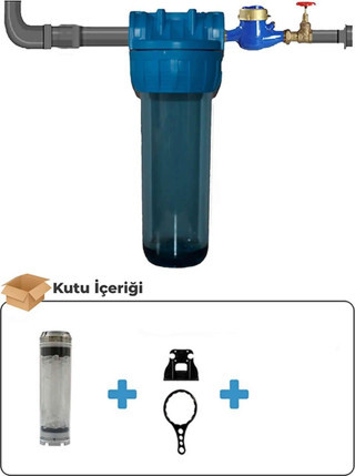 Aquafer 10 Inç (3/4 Inç Girişli) Siliphoslu Yıkanabilir Su Arıtma Filtresi Kirece Karşı Etkili