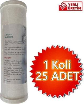 Aqua Bella Su Arıtma Cihazı Filtresi Kapaklı Sediment 25 Adet