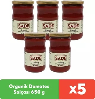 Sade Organik Domates Salçası 650 g x 5 adet