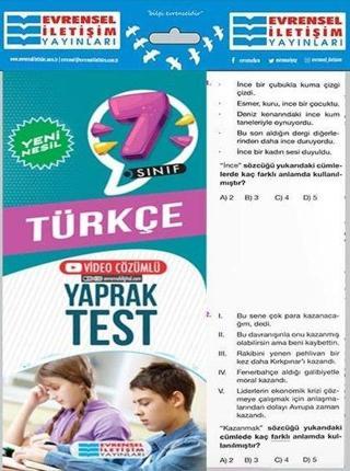 7. Sınıf Türkçe Yeni Nesil Yaprak Test - Kolektif  - Evrensel İletişim Yayınları