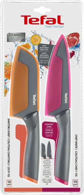 TEFAL Fresh Kitchen 2'li set 15cm şef bıçağı + 12cm santoku bıçağı