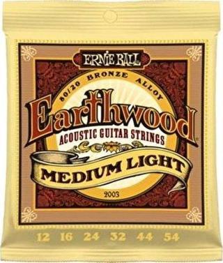 Ernie Ball P02003 Earthwood Medium Light 80/20 Bronze 0.12 - 0.54 Akustik Gitar Teli