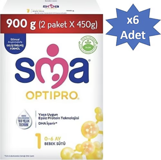 SMA Optipro 1 Probiyotik Bebek Sütü 900 gr 6 Adet