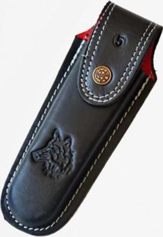Kurt Figürlü Hakiki Deri Çakı Kılıfı No:2, 12 x 4 cm - Kemerlikli