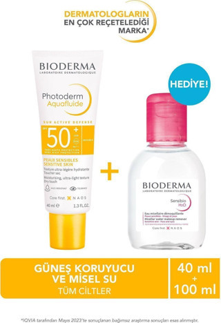 Bioderma Photoderm Aquafluid SPF50+ & Sensibio H2O 100 ML