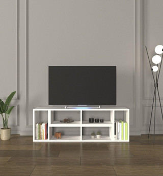 Mirobi Çok Şekilli Fonksiyonel Tv Sehpası, Dekoratif Sehpa-Kitaplık, Blok Tv Ünitesi, Beyaz