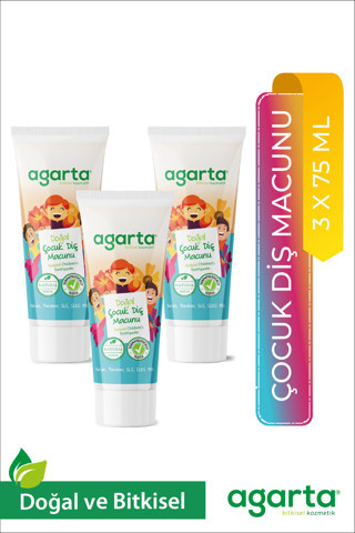 Agarta Doğal Florürsüz Çocuk Florürsüz Diş Macunu Çilekli 75 Ml (3 Adet)