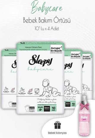 Sleepy Babycare Bebek Bakım Örtüsü 10'lu x 4 Adet ve Bebek Kolonyası Pembe