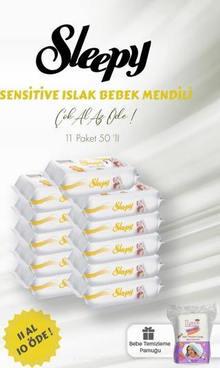 Sleepy Sensitive Islak Bebek Mendili 50'li ve Bebe Temizleme Pamuğu