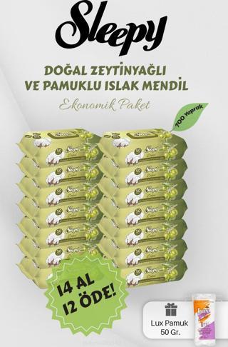 Sleepy Zeytinyağlı Pamuklu Bebek Havlusu Hediyeli