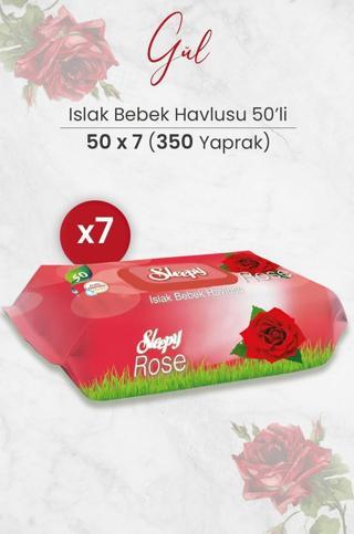 Sleepy Gül Kokulu Islak Bebek Havlusu 50 x 7 Adet (350 Yaprak)
