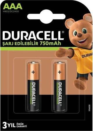 Duracell Şarj Edilebilir AAA 750 mAh 2'li Pil