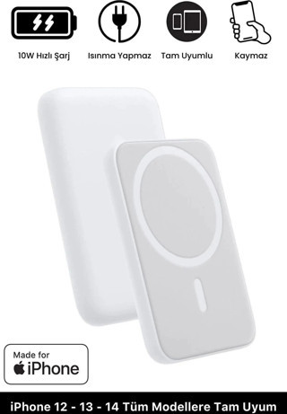 iPhone 12 13 14 15 Tam Uyumlu Magsafe Battery Pack Powerbank Kablosuz Wireless Batarya Şarj Aleti