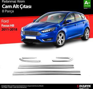 S-Dizayn Ford Focus 3 HB Krom Cam Çıtası 8 Prç 2011-2018