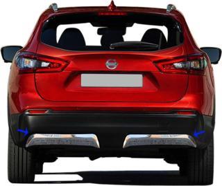 S-Dizayn Nissan Qashqai Krom Arka Difüzör 2 Prç. 2017-2021