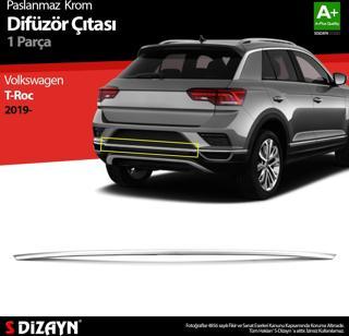 S-Dizayn VW T-Roc Krom Difüzör Çıtası Orta Parça 2019 Üzeri