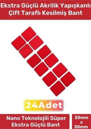 Özel Üretim Ekstra Güçlü PE Köpük Esaslı Çift Taraflı Hazır Kesilmiş 25x30mm Asma Bant 24 Adet
