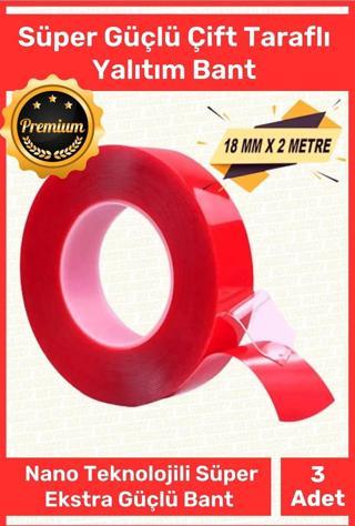 Premium Ekstra Güçlü Çok Amaçlı Çift Taraflı Tamir Cam Mekan Montaj 1,5mt Silikon Şeffaf Bant 3 Adet