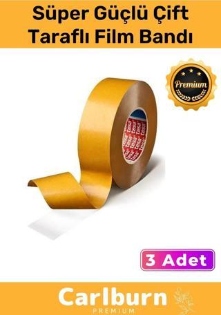 Premium Seri Süper Güçlü Genel Amaçlı Şeffaf PP Özellikli Çift Taraflı Film Transfer Bant - 3 Adet