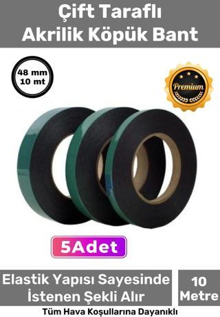 Süper Güçlü İz Bırakmayan Elastik Yapılı Çift Taraflı 48mm - 10 Metre Akrilik Köpük Bant - 5 Adet