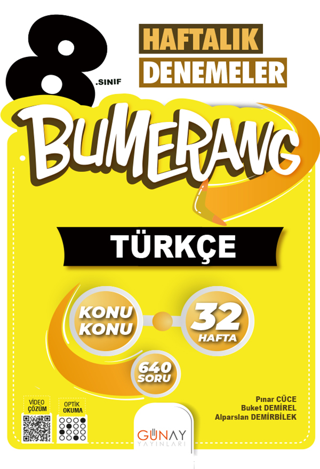 8.Sınıf Bumerang 32 Haftalık Türkçe Denemeleri - Kolektif  - Günay Yayınları