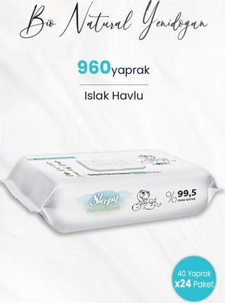 Sleepy Bio Natural Yenidoğan Islak Havlu 40'lı x 24 (960 yaprak)