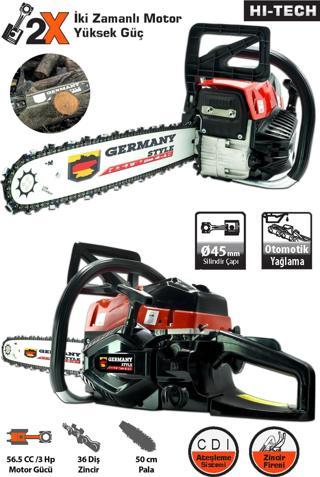 Germany Style Alman MS3550 56.5 cc 3 Hp 50 Cm Palalı 36 Diş Zincir Benzinli Testere Ağaç Kesme Motor