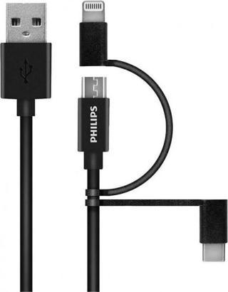 Philips DLC3104T MFİ Apple Lisanslı 3in1 Micro-Lightining-Type-C Hızlı Şarj ve Data Kablosu 1.2m