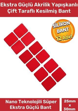 Özel Üretim Ekstra Güçlü PE Köpük Esaslı Çift Taraflı Hazır Kesilmiş 25x30mm Asma Bant 12 Adet