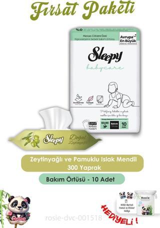 Sleepy 6 Adet Doğal Zeytinyağlı Ve Pamuklu Islak Mendil 50'li, Bebek Örtüsü 10'lu ve ROSIE 