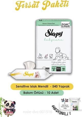 Sleepy 6 Adet Sensitive Islak Mendil 90'lı,Bebek Örtüsü 10'lu ve ROSIE 