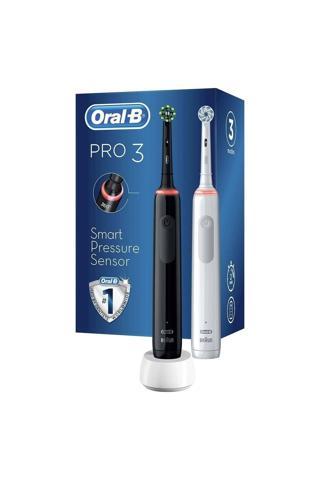 Oral-B Pro 3 - 3900 - Siyah Beyaz 2'li Şarj Edilebilir Diş Fırçası Seti