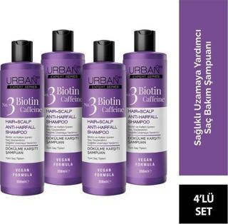 URBAN Care Expert Biotin ve Kafein Dökülme Karşıtı Şampuan 350 ML X 4 -Hızlı Uzamaya Yardımcı-Vegan