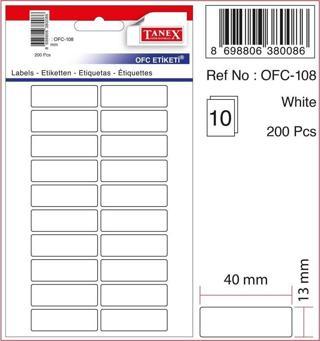 Tanex OFIS ETIKETI OFC-108 BEYAZ - (30 Adet)