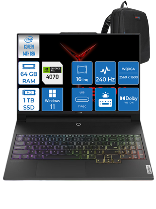 Lenovo Legion Pro 5 Intel Core I9-14900HX 64GB DDR5 1TB SSD 8GB/rtx 4070 (140W) 16" 3.2k Windows 11Pro 883DF00ALTR06