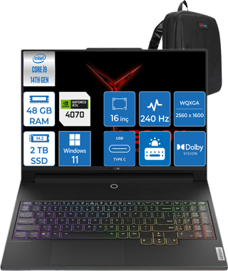 Lenovo Legion Pro 5 Intel Core I9-14900HX 48GB DDR5 2TB SSD 8GB/rtx 4070 (140W) 16" 3.2k Windows 11Pro 883DF00ALTR04