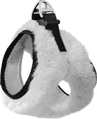 Üç Kilitli Peluş Kedi Köpek Göğüs Tasması 20-24 cm XXX-Small Beyaz