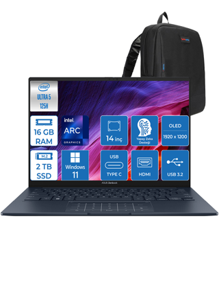 Asus Zenbook 14 OLED Ultra 5 125H 16GB LPDDR5X 2TB SSD Intel Arc 14" FHD WIN11Pro QD089WP03