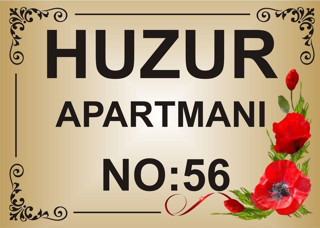 Yüksel Apartman Isim Tabelası Aliminyum Aynalı Gold Metal Levha