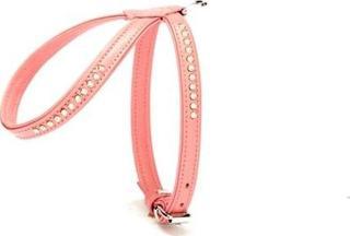 Doggie Flotter Swarovski Taşlı Deri Köpek Göğüs Tasması 1,2 x 21-30 cm Pembe
