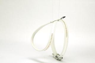 Doggie Flotter Swarovski Taşlı Deri Köpek Göğüs Tasması 1,2 x 25-35 cm Beyaz