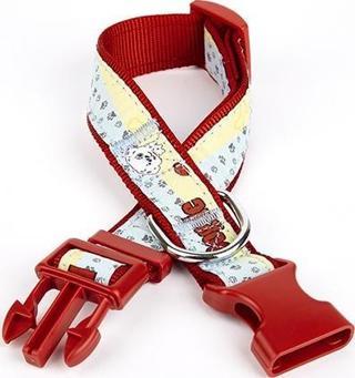 Doggie Pati Desenli Dokuma Köpek Boyun Tasması 3 cm x 36-60 cm Kırmızı