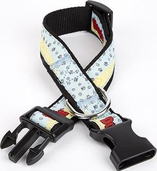 Doggie Pati Desenli Dokuma Köpek Boyun Tasması 3 cm x 36-60 cm Siyah
