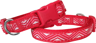 Doggie Dalga Desenli Dokuma Köpek Boyun Tasması 2 cm x 31-47 cm Kırmızı