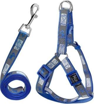 Köpek Göğüs Tasma Seti Köpek Desenli 120 cm-34 cm-47 cm Koyu Mavi