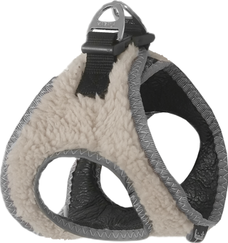 Üç Kilitli Kürklü Kedi Köpek Göğüs Tasması 20-24 cm XXX-Small Krem