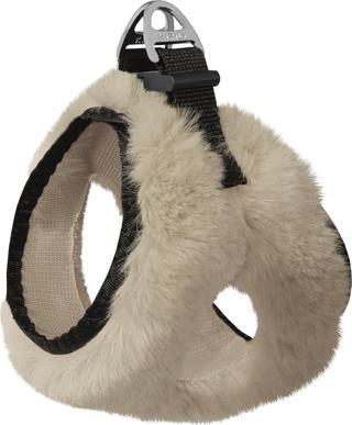 Üç Kilitli Peluş Kedi Köpek Göğüs Tasması 28-34 cm X-Small Krem