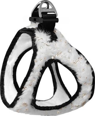 Üç Kilitli Simli Peluş Kedi Köpek Göğüs Tasması 20-24 cm XXX-Small Beyaz