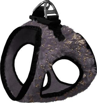 Üç Kilitli Simli Peluş Kedi Köpek Göğüs Tasması 24-28 cm XX-Small Gri