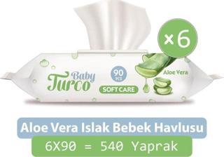 Baby Turco Softcare Aloe Vera Islak Bebek Havlusu 6'Lı Paket
